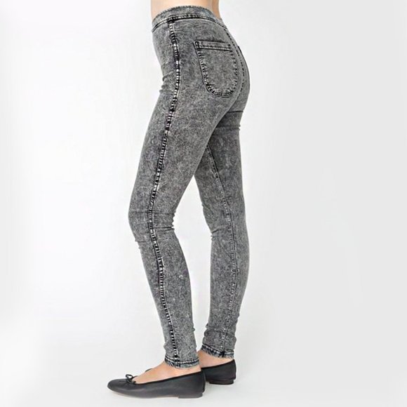 American Apparel Black Acid Wash Easy Jeggings Jeans M - Picture 2 of 6
